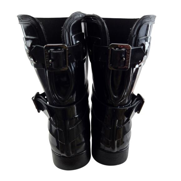 Hunter Rain Boots Women 7 Original Refined Short Gloss Black Mid Calf Adjustable - Picture 7 of 11